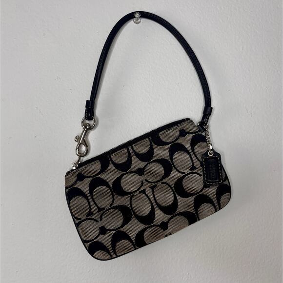 COACH Black and Gray Signature Small Wristlet Wallet Purse Handbag Y2k AS IS - Picture 1 of 13